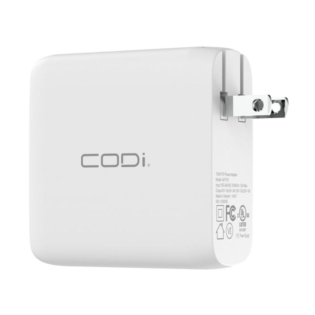 CODi 100W Wall USB-C Charger with Durable USB2.0 EPR Braided Cable with Universal Charging