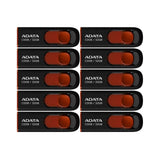 Adata C008 32GB USB 2.0 Retractable Flash Drive (Red) with USB 3.0 to USB-C Adapter (10-Pack)