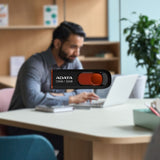 Adata C008 32GB USB 2.0 Retractable Flash Drive (Red) with USB 3.0 to USB-C Adapter (20-Pack)