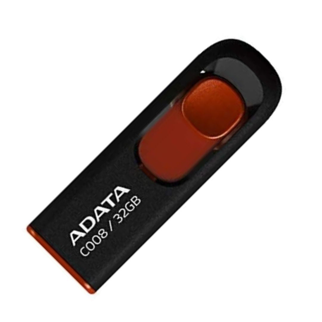 Adata C008 32GB USB 2.0 Retractable Flash Drive (Red) with USB 3.0 to USB-C Adapter (50-Pack)