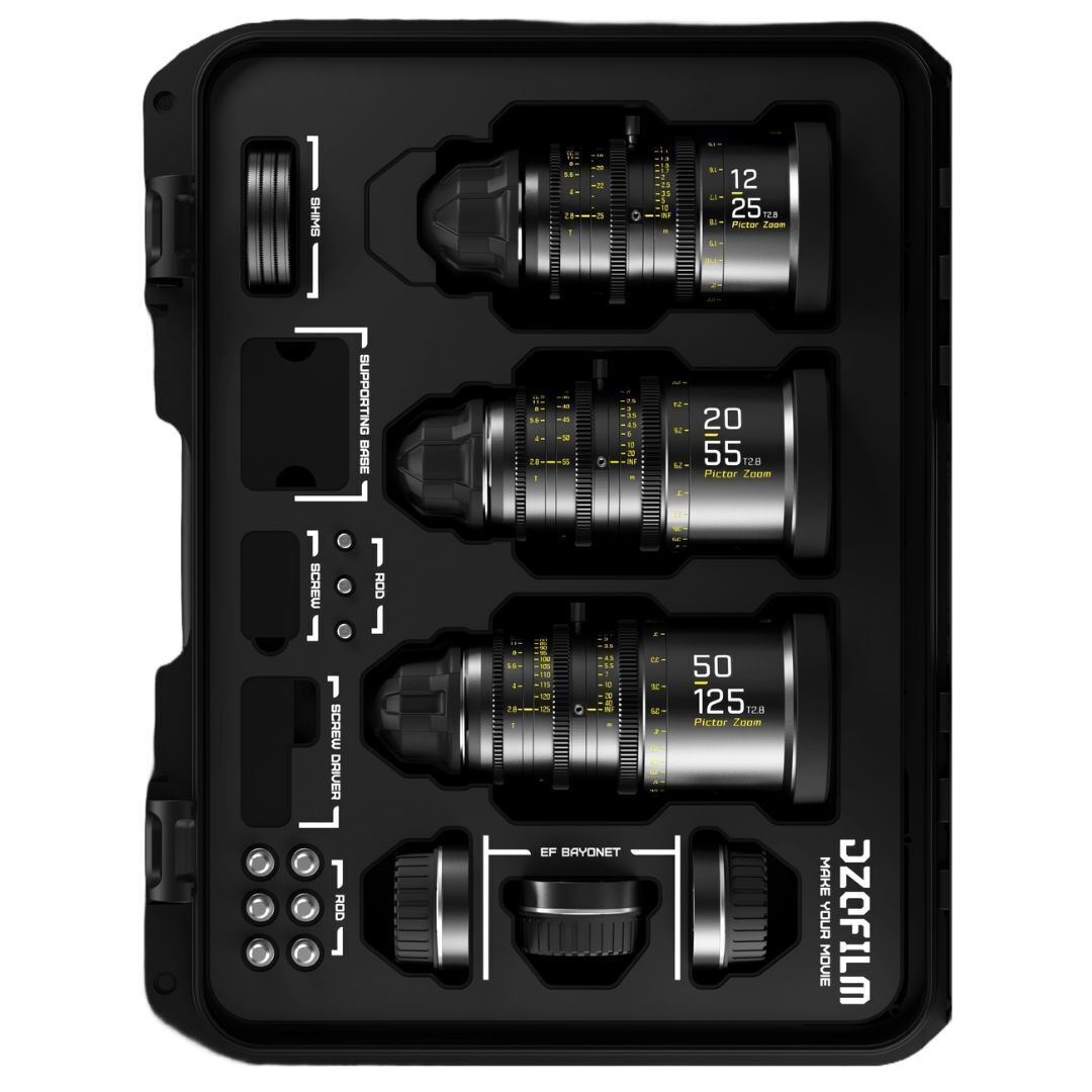 DZOFilm Pictor T2.8 Super35 Zoom 3-Lens Bundle 12-25mm, 20-55mm, 50-125mm PL and EF Mount (Black)