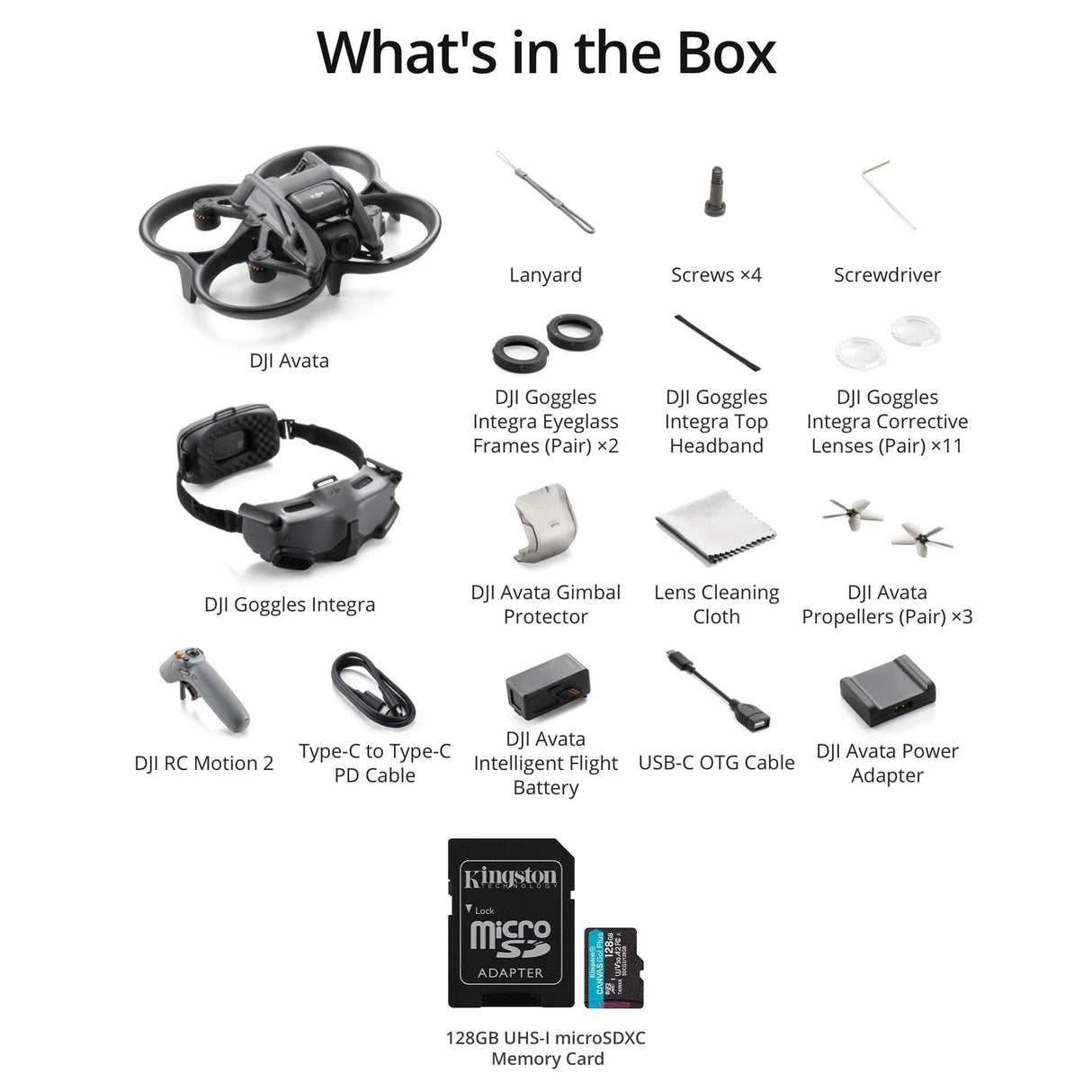 DJI Avata Born to Fly Explorer Combo FPV Drone with RC Motion 2 and Goggles with 128GB Memory Card