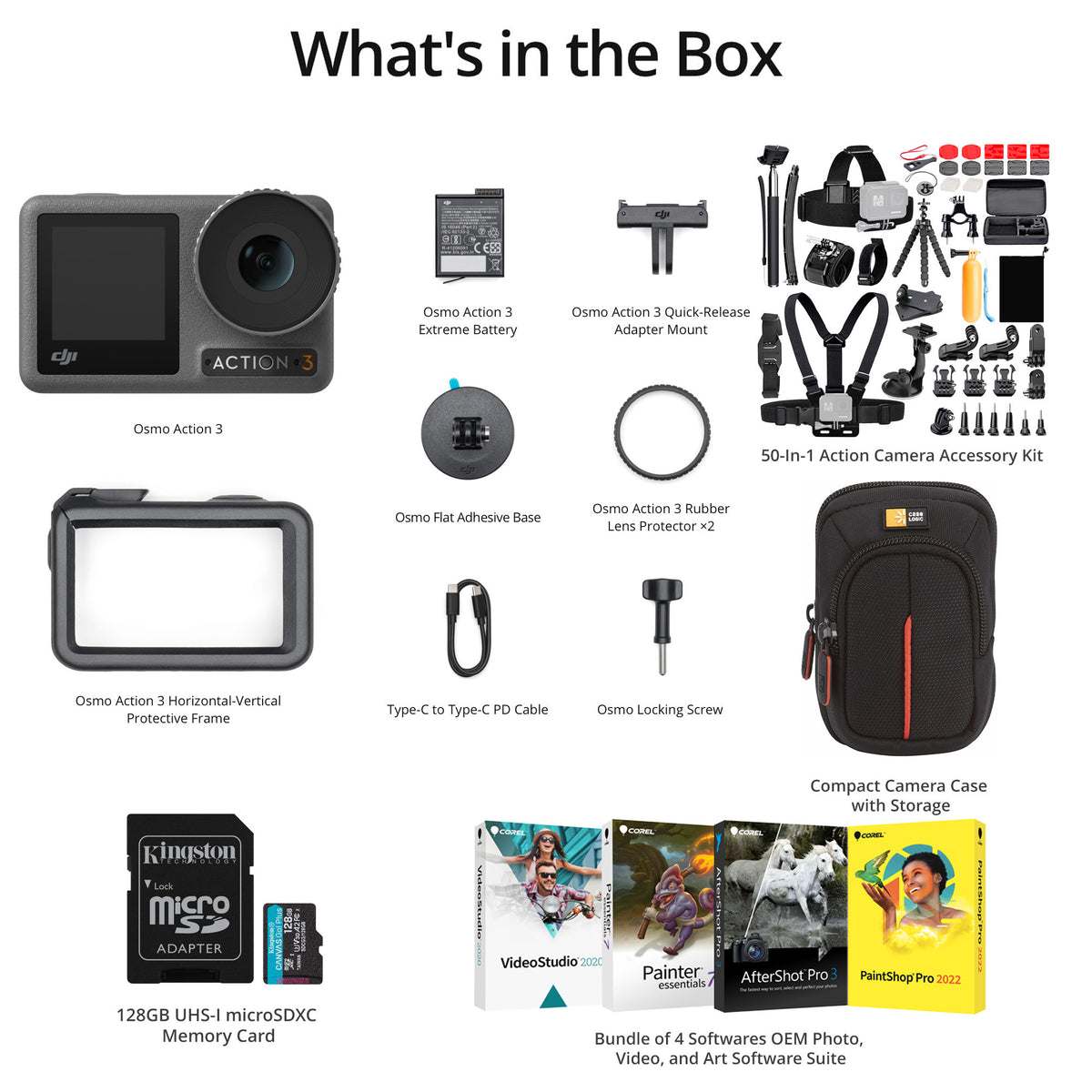 DJI Osmo Action 3 Camera Bundle with Deluxe Combo Adventure Bundle