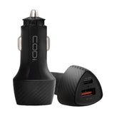 CODi 20W Dual Port Car Charger with USB-C and USB-A Quick Charge 3.0 Outputs (Black)