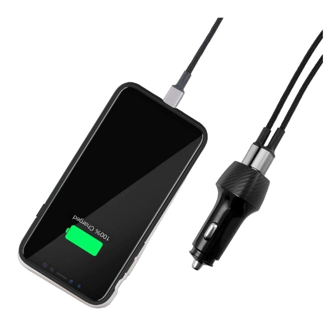 CODi 20W Dual Port Car Charger with USB-C and USB-A Quick Charge 3.0 Outputs (Black)