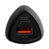 CODi 20W Dual Port Car Charger with USB-C and USB-A Quick Charge 3.0 Outputs (Black)