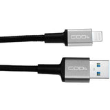 CODi 6-Feet Braided Nylon USB-A to MFI Lightning Charge and Sync Cable (Black)