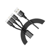 CODi 4-Feet 3-In-1 Multi-Charging Braided USB-A Cable with USB-C, Micro USB, and Lightning Connector