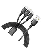 CODi 4-Feet 3-In-1 Multi-Charging Braided USB-A Cable with USB-C, Micro USB, and Lightning Connector