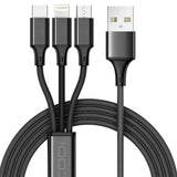 CODi 4-Feet 3-In-1 Multi-Charging Braided USB-A Cable with USB-C, Micro USB, and Lightning Connector
