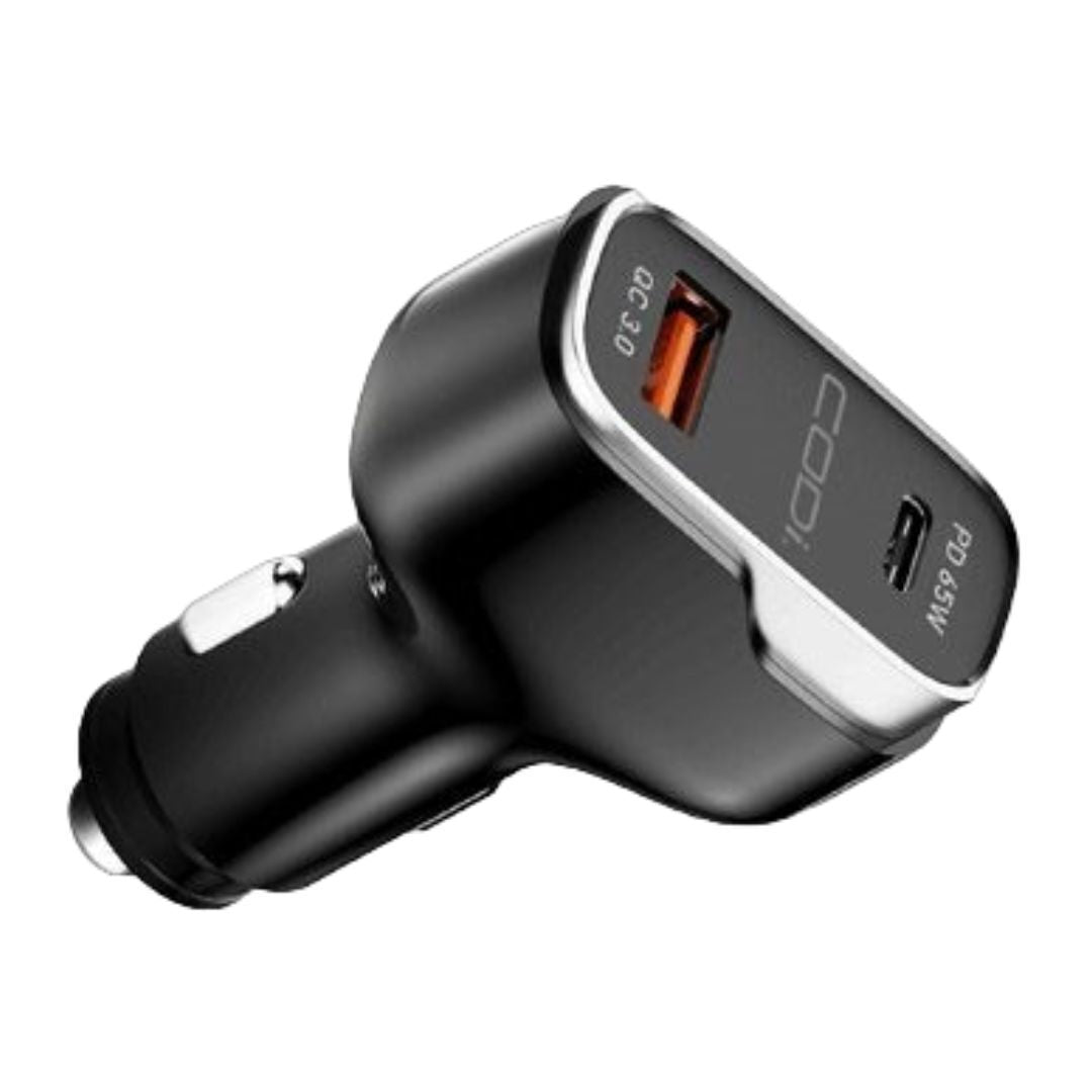 CODi 65W Dual Port Car Charger with USB-C and USB-A Quick Charge 3.0 Outputs