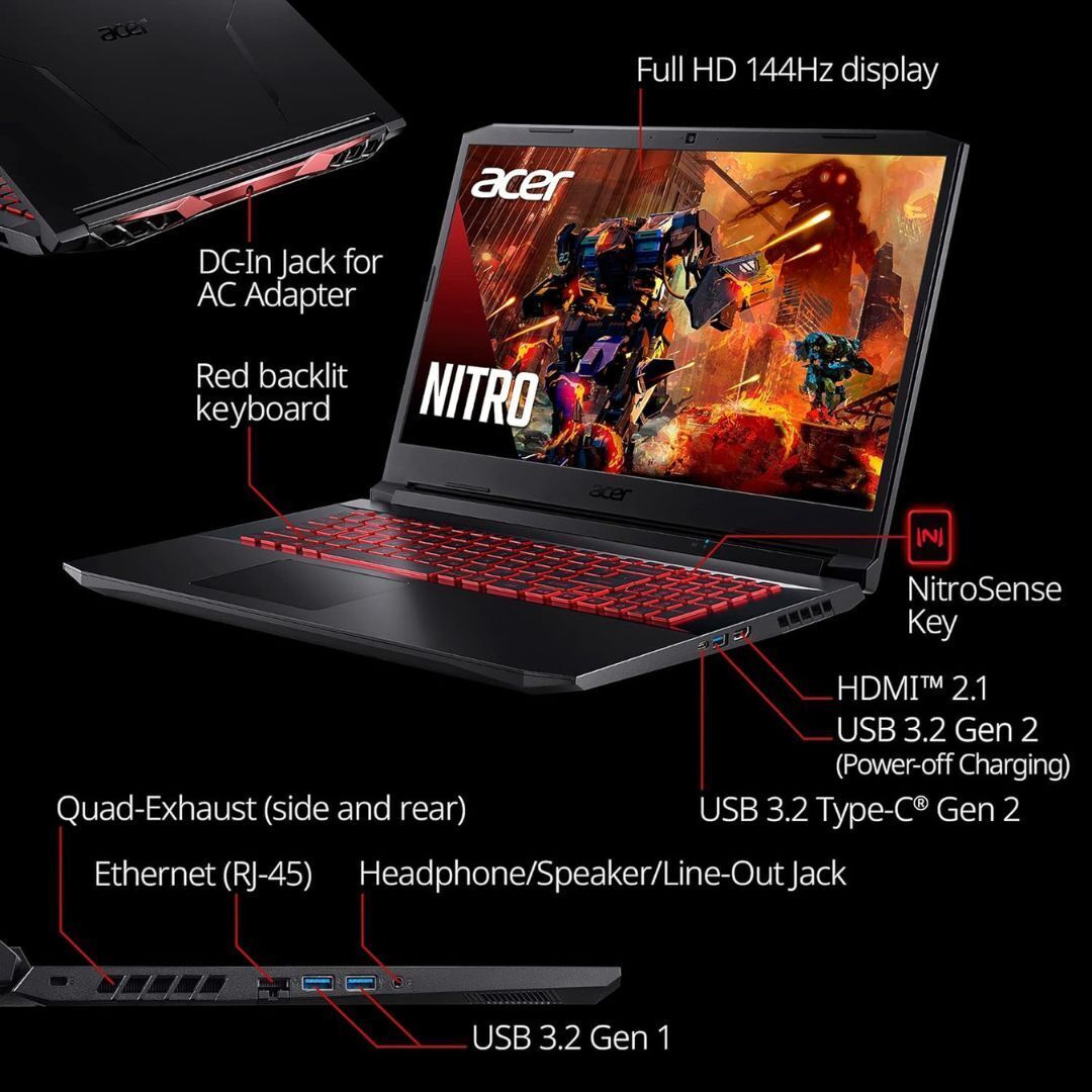 Acer Nitro 5 AN517-54-79L1 17.3 Gaming Laptop Intel Core i7-11800H and NVIDIA GeForce RTX 3050Ti GPU