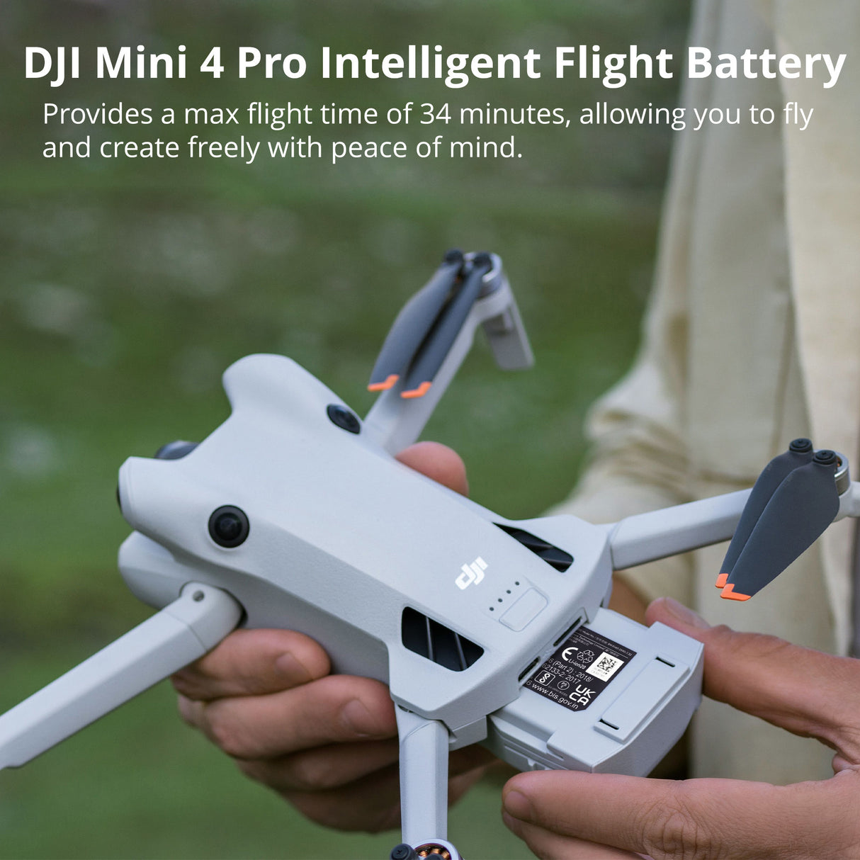 DJI Mini 4 Pro Intelligent Flight Battery (2-pack) with 360° Propeller Guards and Lanyard Strap