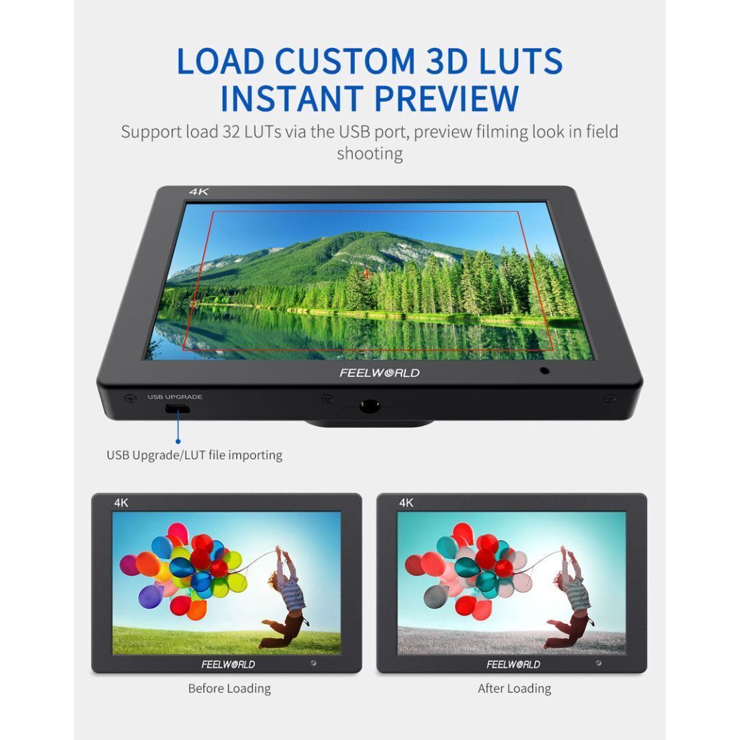 FeelWorld T7 Plus 7-Inch DSLR Camera Field Monitor with 3D LUT and 160-Degree Wide Viewing Angle