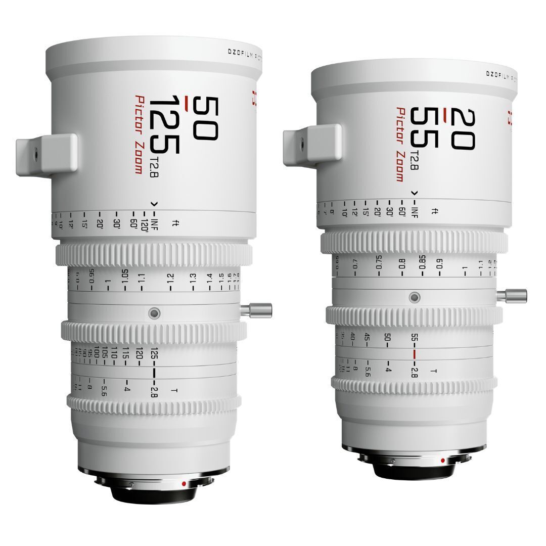 DZOFilm Pictor Zoom 20-55mm and 50-125mm T2.8 Super 35 Lens Bundle (PL and EF Mount, White)
