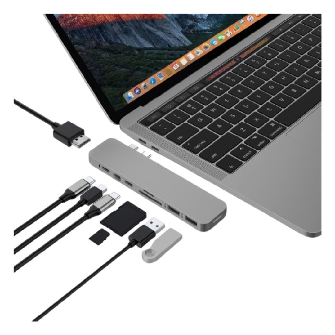 Hyper HyperDrive PRO 8-in-2 USB Type-C Hub for MacBook Pro and Air Laptops (Space Gray)