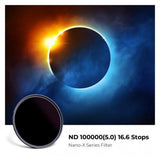 K&F Concept 55mm Solar Filter ND100000, 16.6-Stop Solid Neutral Density Filter for Nano-X Series