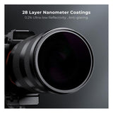 K&F Concept 62mm Solar Filter ND100000, 16.6-Stop Solid Neutral Density Filter for Nano-X Series