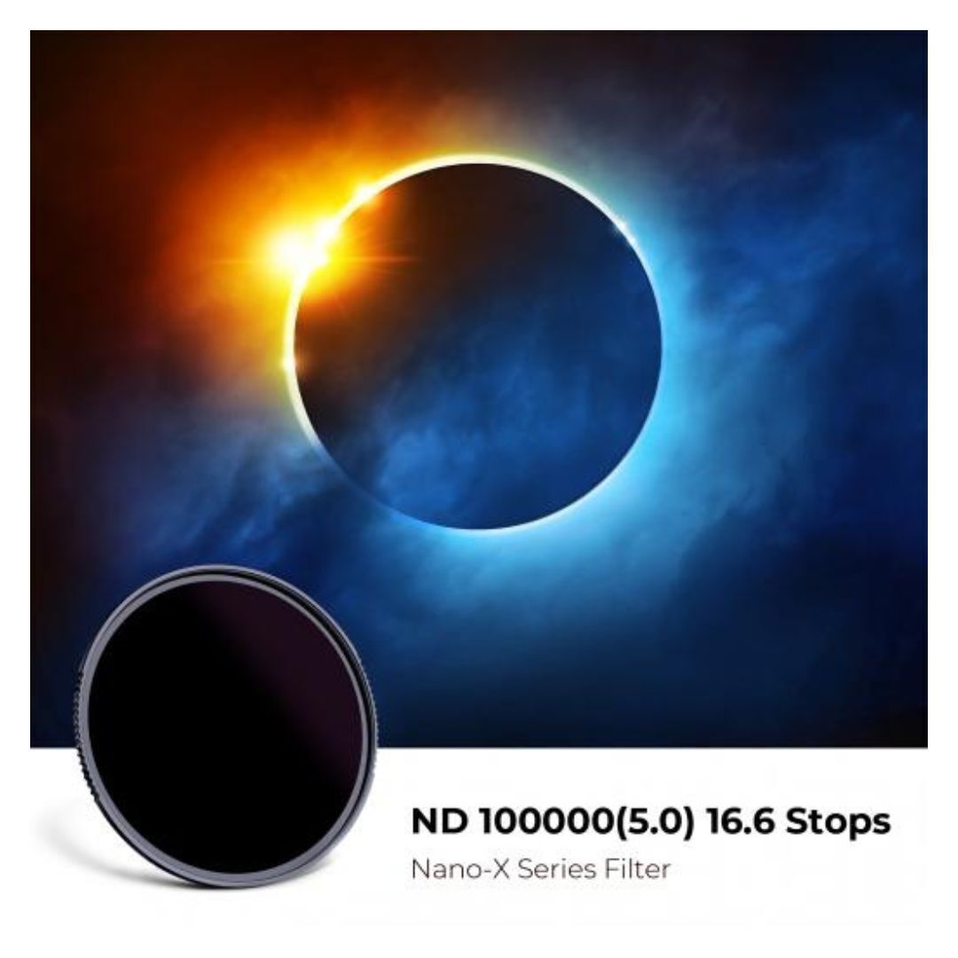 K&F Concept 62mm Solar Filter ND100000, 16.6-Stop Solid Neutral Density Filter for Nano-X Series