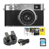 Fujifilm x100VI Digital Camera (Silver) with Editing Software, (2) Battery, Charger and 64GB SDXC