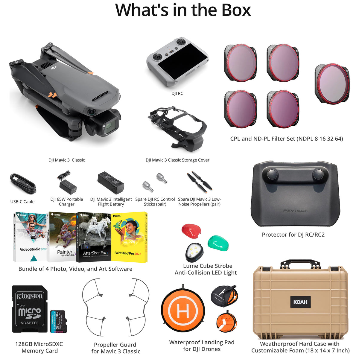 DJI Mavic 3 Classic Drone with RC-N1 Remote Controller Complete Kit with Drone Accessories