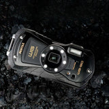 PENTAX WG-90 Compact Camera (Black) with Accessory Cleaning Kit Bag and 64GB Memory Card