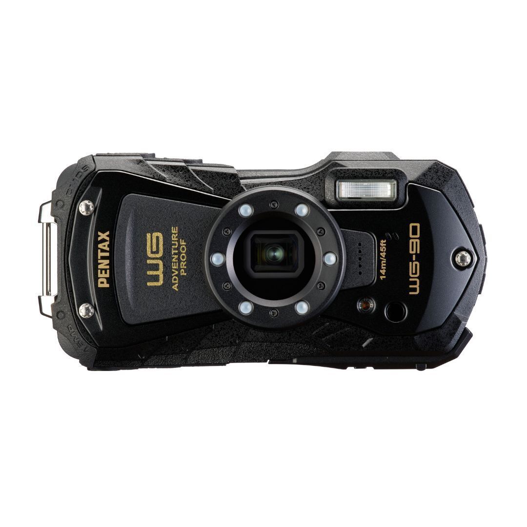 PENTAX WG-90 Compact Camera (Black) with Accessory Cleaning Kit Bag and 64GB Memory Card