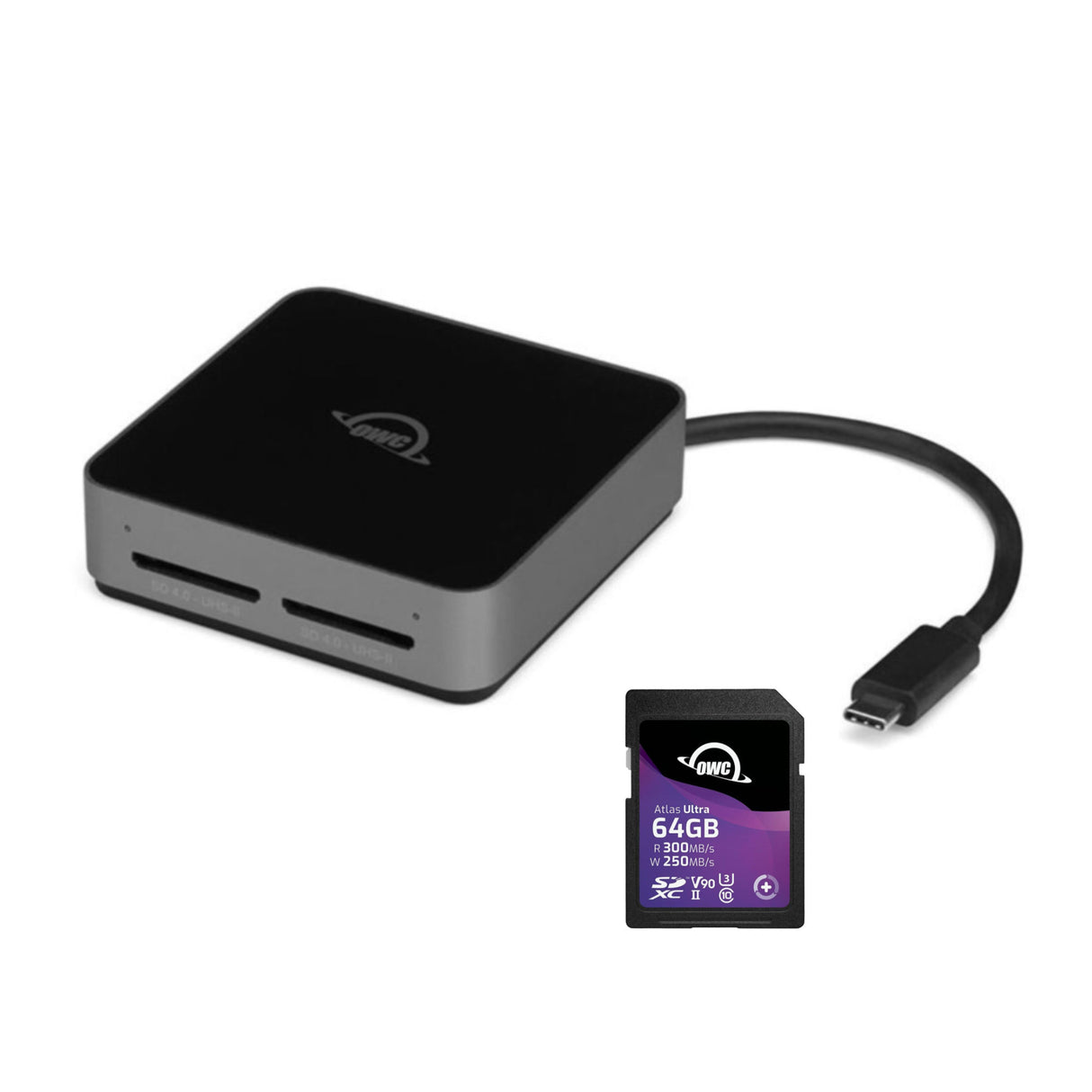 OWC 64GB Atlas Ultra UHS-II SDXC Memory Card with Dual SD-Slot SDXC UHS-II Card Reader