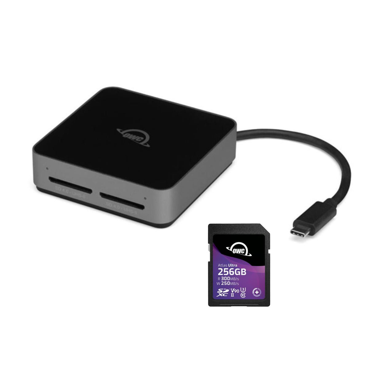 OWC 256GB Atlas Ultra UHS-II SDXC Memory Card with Dual SD-Slot SDXC UHS-II Card Reader