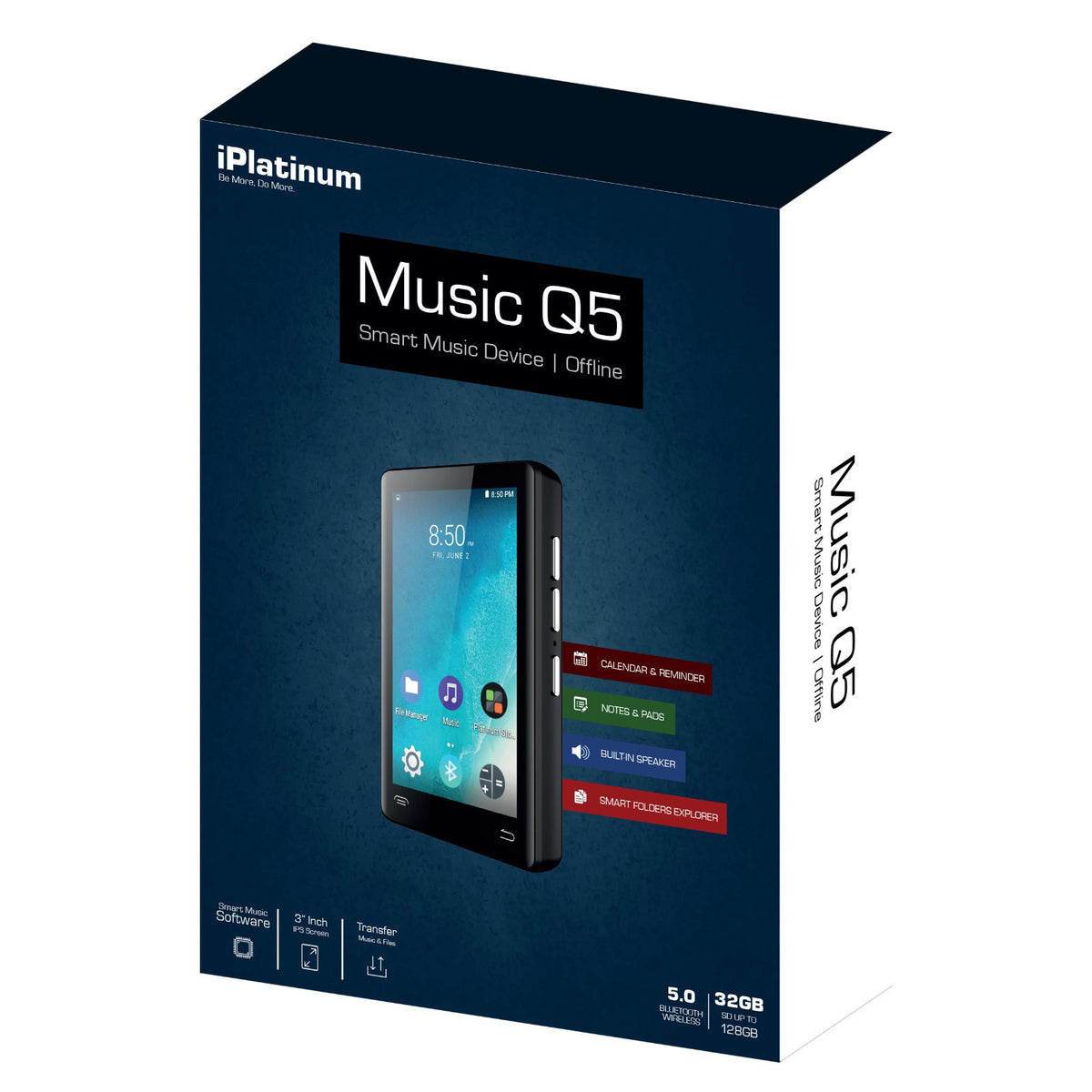 Samvix iPlatinum Q5 Kosher 32GB MP3 Player with Bluetooth 5.0 (No Video, Radio or Wifi)