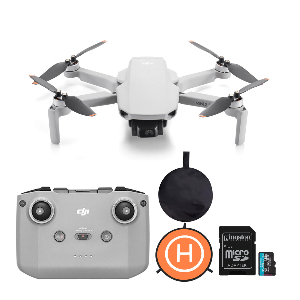 DJI Mini 2 SE Bundle with 64GB MicroSDXC Memory Card and 30-Inch Double-Sided Drone Landing Pad
