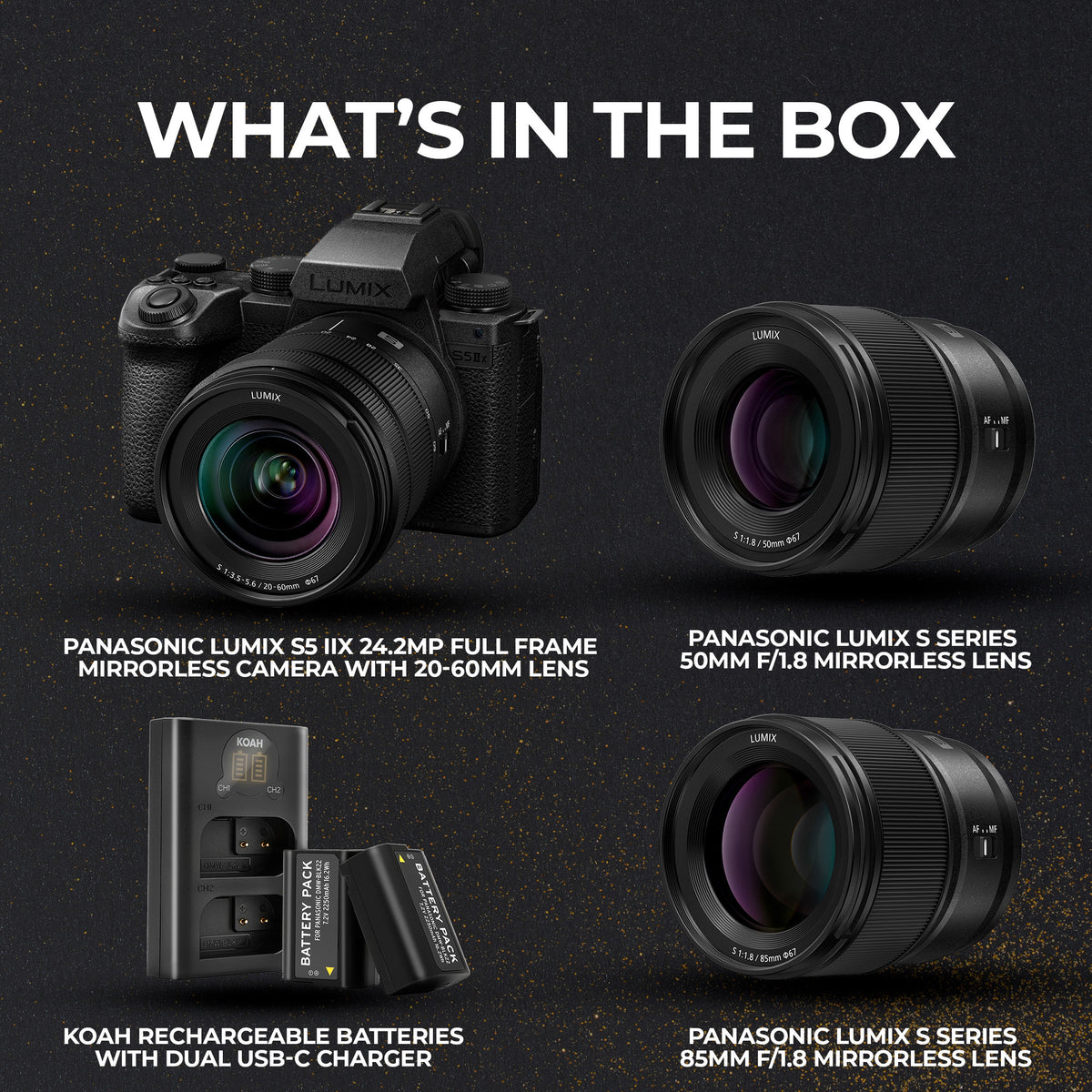 Panasonic Lumix S5 IIX 24.2MP Camera with 20-60mm, 50mm Lens and Lumix S Series 85mm Lens Bundle