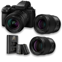 Panasonic Lumix S5 IIX 24.2MP Camera with 20-60mm, 50mm Lens and Lumix S Series 85mm Lens Bundle