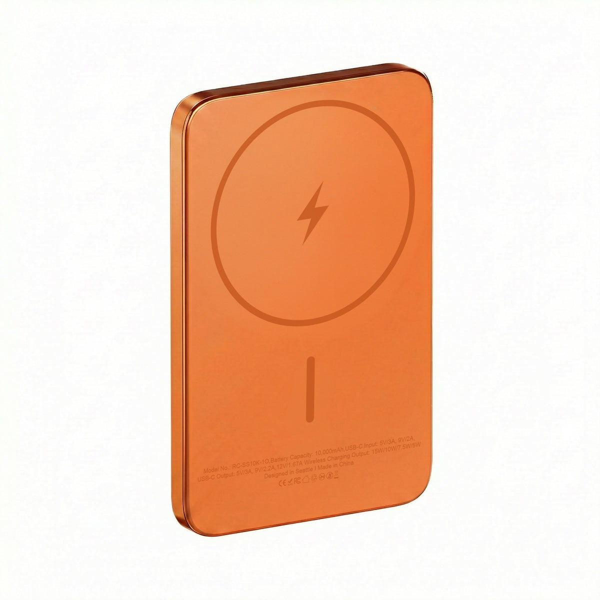 ReelCharge ReelSafe Solid State 5,000 mAh Qi2 Wireless Power Bank (Orange)