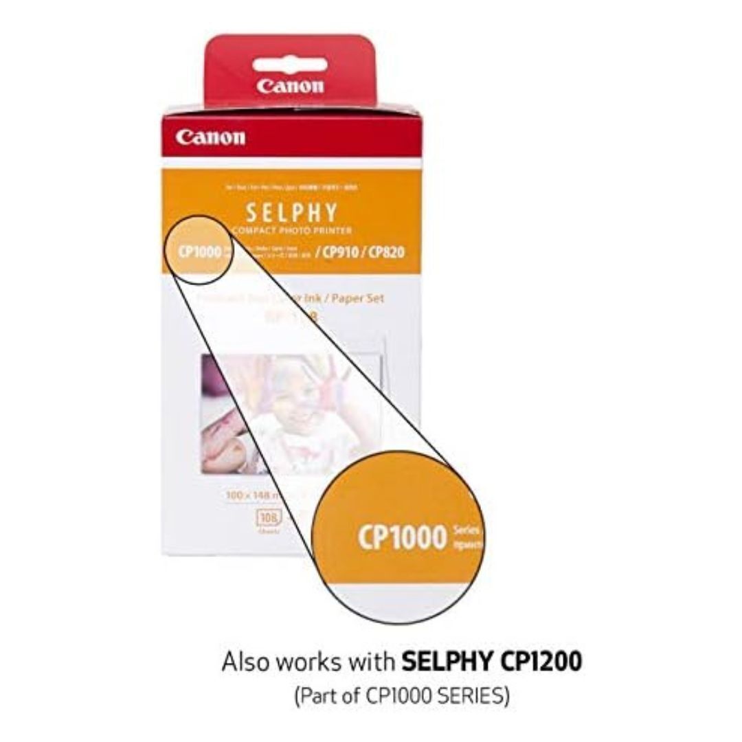 Canon RP-108 Color Ink and Paper Set for Selphy CP1300 and 1500 Portable Printers