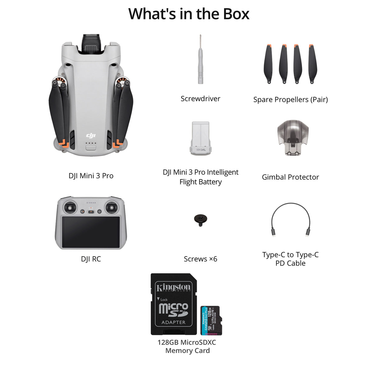 DJI Mini 3 Pro Compact Drone with DJI RC Remote with 128GB MicroSD Card Bundle