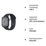 Apple Watch Series 8, 41mm GPS, Aluminum Case with Sport Band (Midnight) (Certified Refurbished)