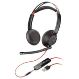 Plantronics Poly Blackwire 5220 USB-A Wired Headset with Flexible Noise-Canceling Boom Mic