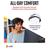 Plantronics Poly Blackwire 5220 USB-A Wired Headset with Flexible Noise-Canceling Boom Mic