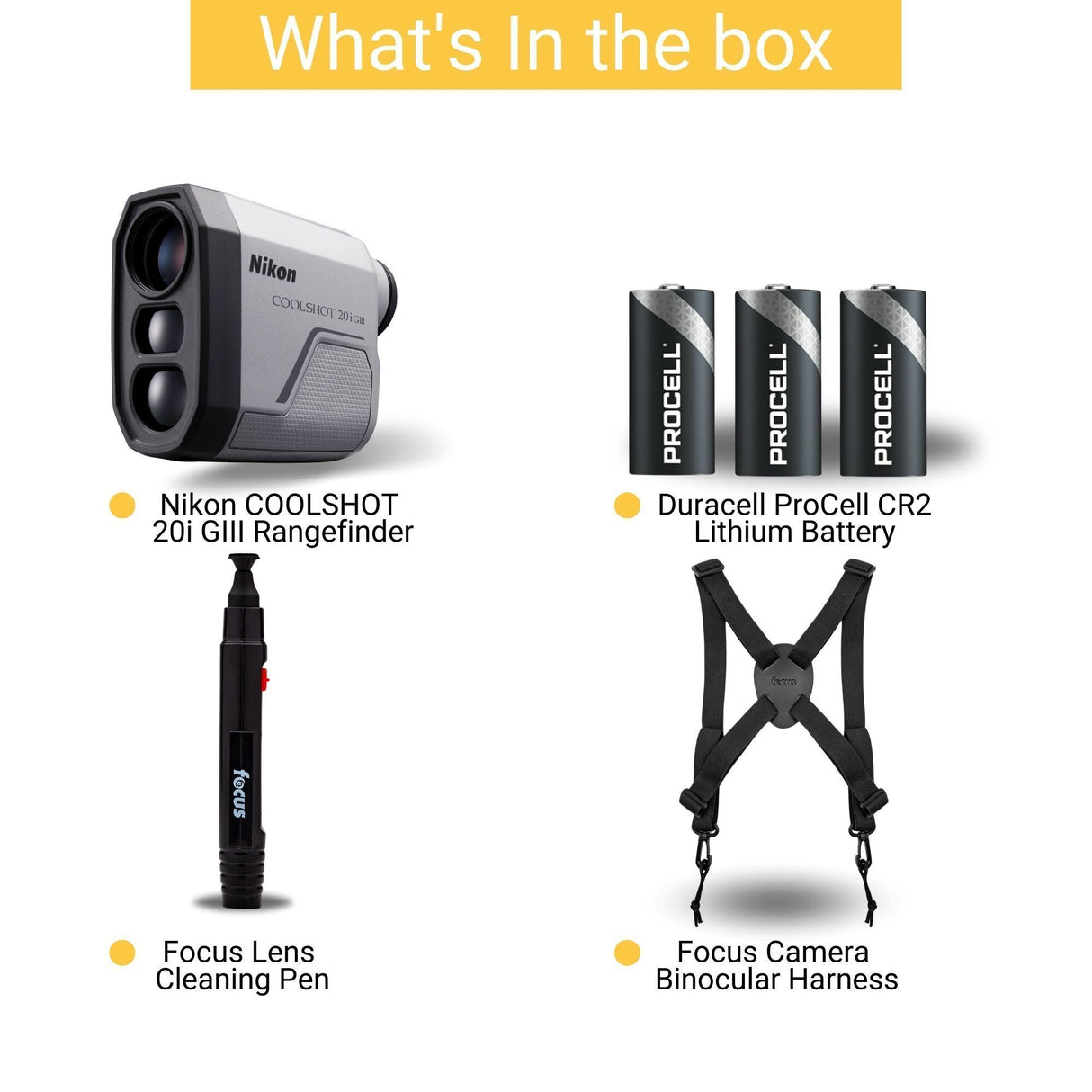 Nikon COOLSHOT 20i GIII Golf Range Finder with Harness, Cleaning Pen, and Accessories