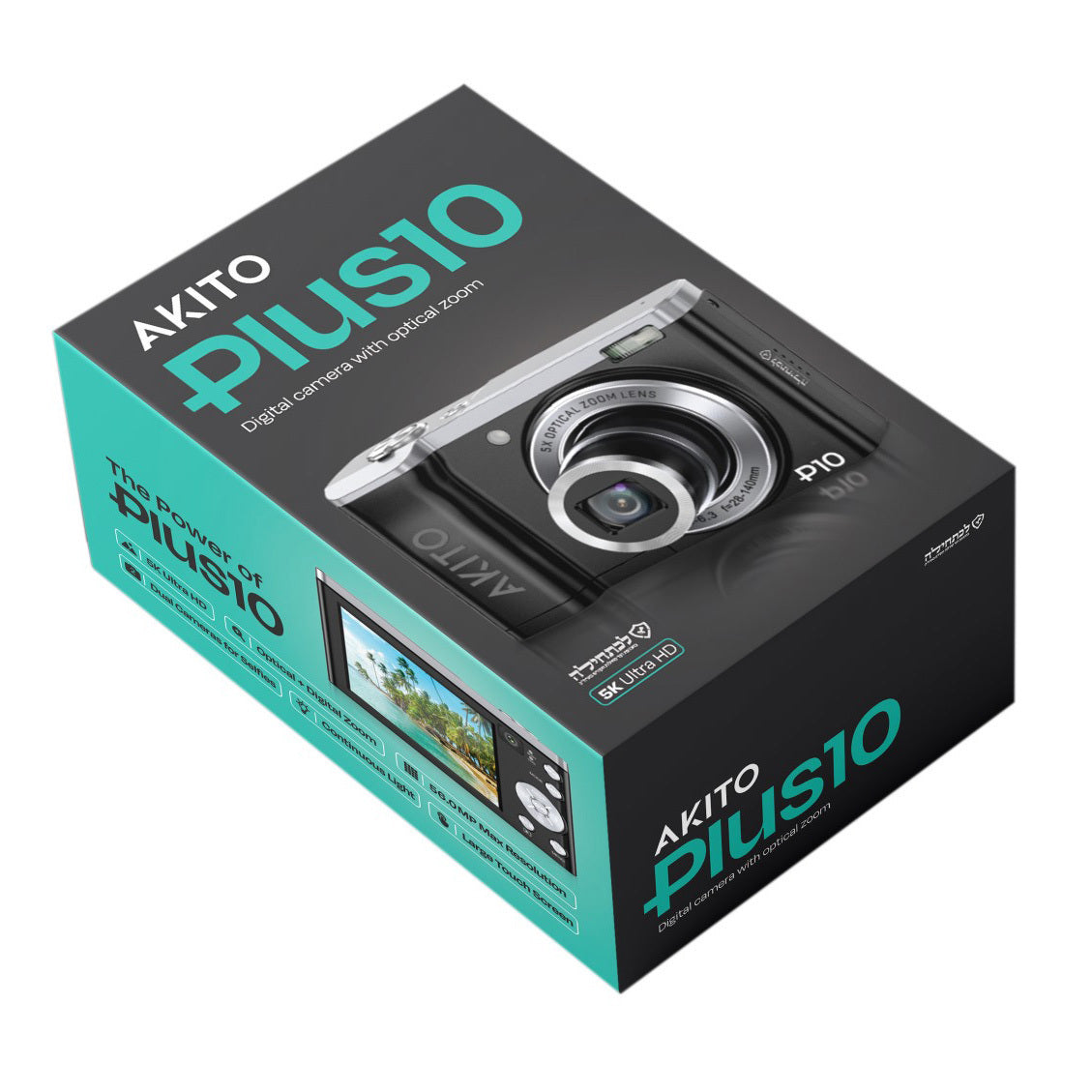 Akito Plus10 Kosher Digital Camera with 5x Optical Zoom and 5K