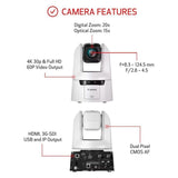Canon CR-N500 PTZ Camera with 1.0-Inch Type CMOS Sensor and DIGIC DV 6 Image Processor (White)