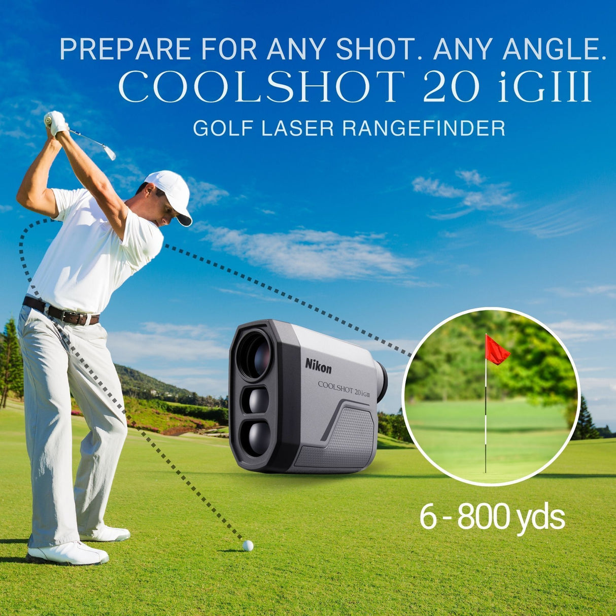 Nikon COOLSHOT 20i GIII Golf Range Finder with Harness, Cleaning Pen, and Accessories