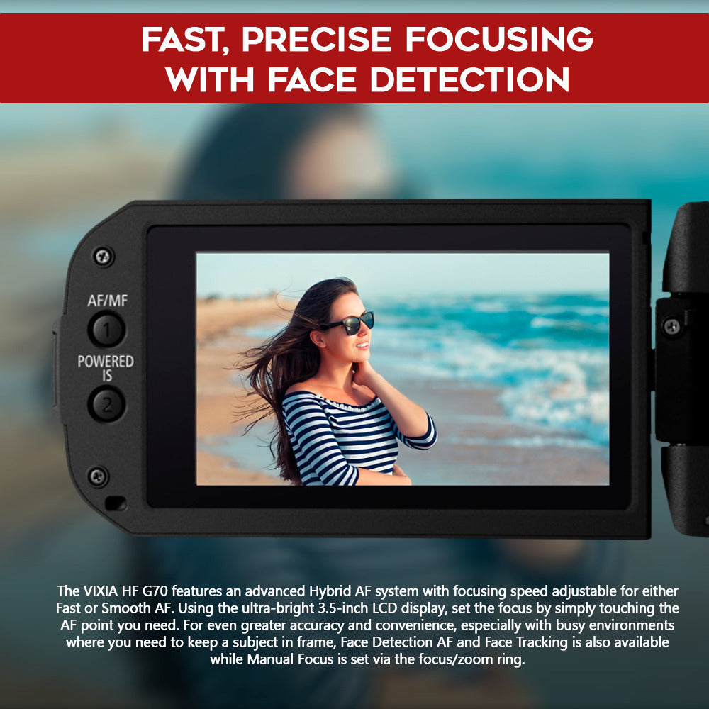Canon Vixia HF G70 UHD 4K Camcorder (Black) Dlx Outfit