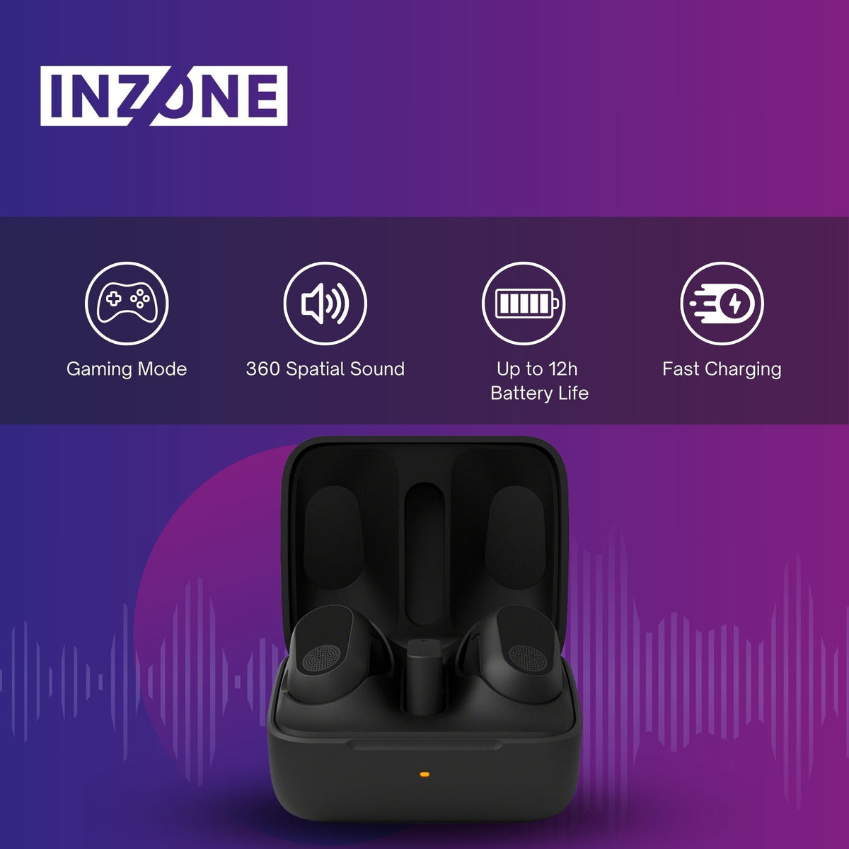 Sony INZONE Buds Gaming Earbuds (Black) - Noise-Canceling Mic with Earbud Replacement Tips