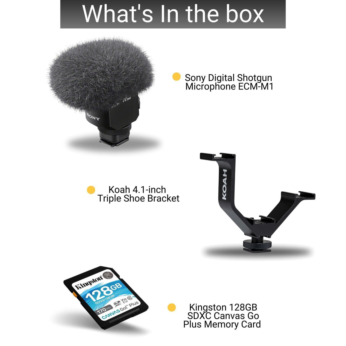Sony Digital Shotgun Microphone ECM-M1 with Triple Shoe Bracket,128GB SD Card