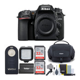 Nikon D7500 DSLR Camera Body with Two 32GB SD Cards and Accessory Bundle