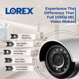 Lorex 1080p 8-Channel 1TB Wired DVR Security System with 4 Cameras and 4K RG59 100ft Power Cables