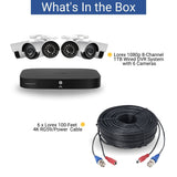 Lorex 1080p 8-Channel 1TB Wired DVR Security System with 6 Cameras and 4K RG59 100ft Power Cables