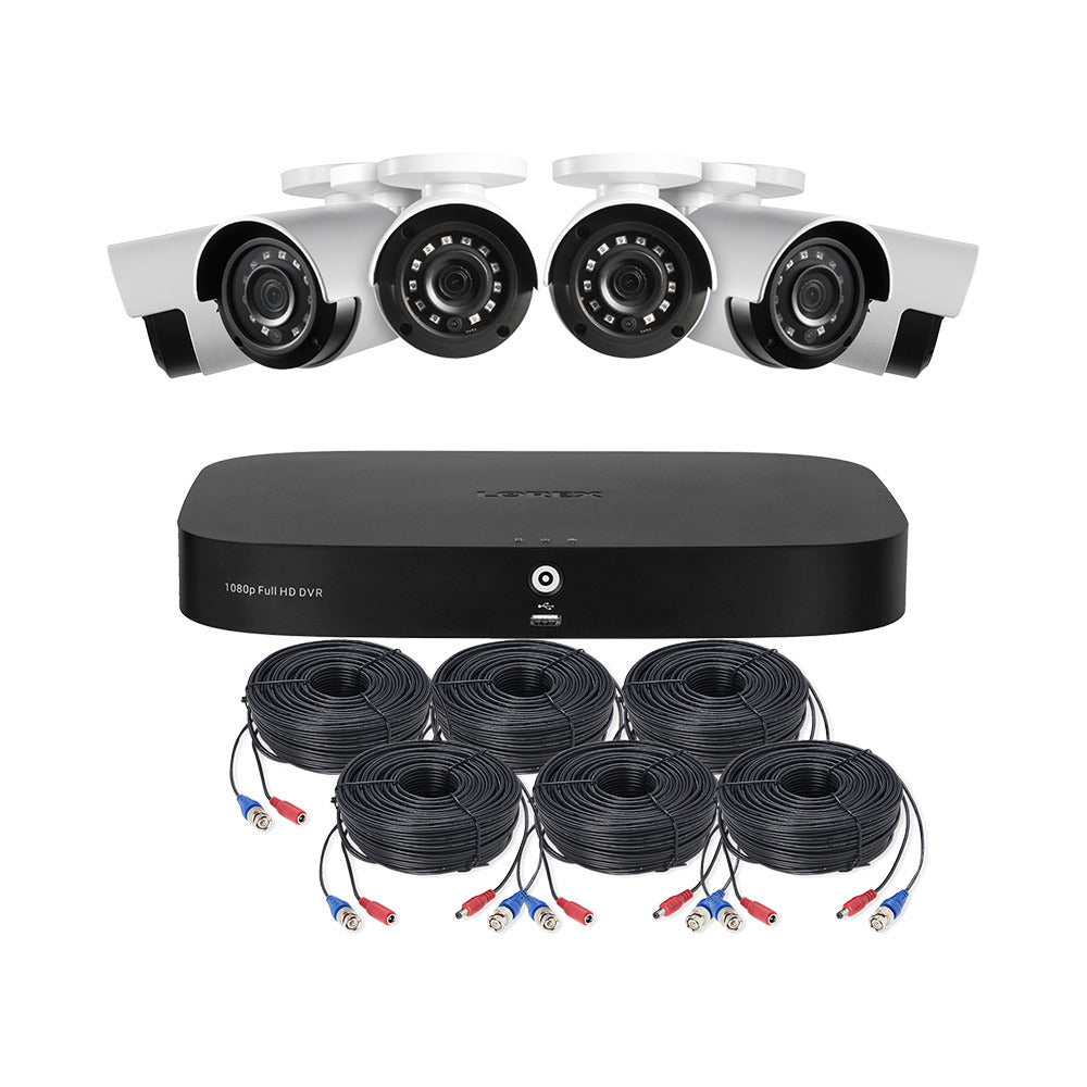Lorex 1080p 8-Channel 1TB Wired DVR Security System with 6 Cameras and 4K RG59 100ft Power Cables